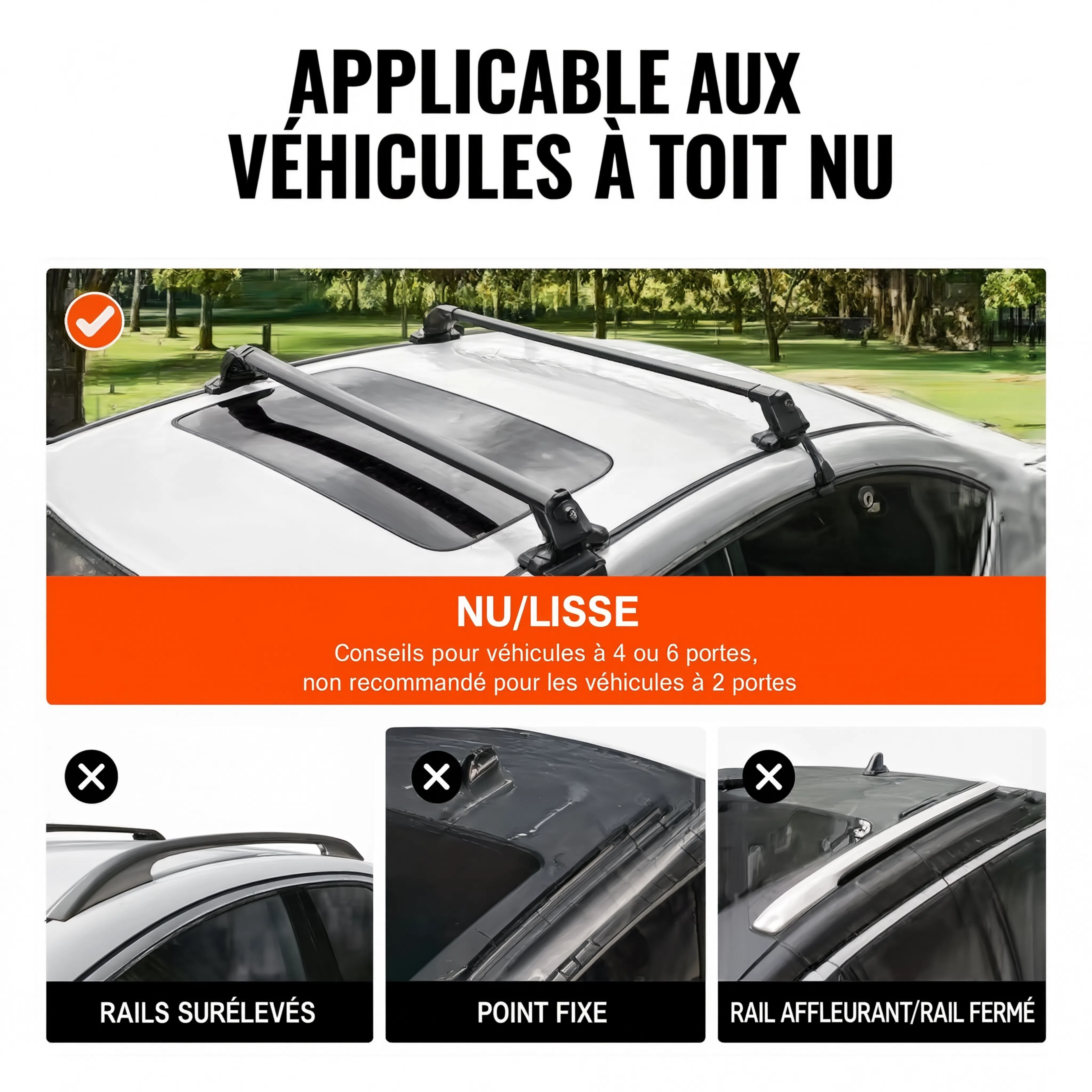 Barres de Toit Sans Galerie